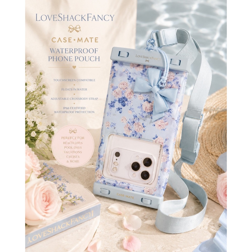LoveShackFancy x Case-Mate Waterproof Phone Pouch Crossbody NIB Floral
